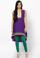 Span Purple Embroidered Kurta