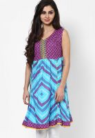 Span Purple Printed Kurta