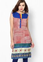 Span Red Printed Kurtis