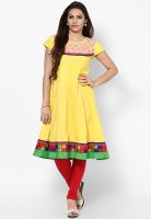 Span Yellow Printed Kurta