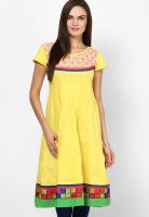 Span Yellow Printed Kurta