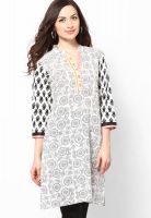 Sringam White Printed Kurtis