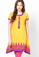 Sringam Yellow Embellished Kurtis