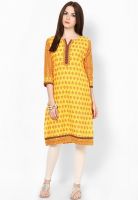 Sringam Yellow Printed Kurtas