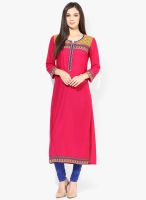 Stylet Fuchsia embroidered Kurti