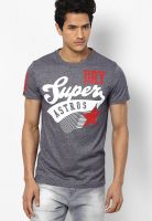 Superdry Blue Printed Round Neck T-Shirts