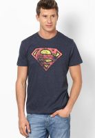 Superman Blue Printed Round Neck T-Shirts