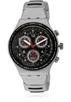 Swatch Ycs 4000Ag Silver/Black Chronograph Watch