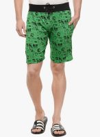 Tab91 Green Printed Shorts