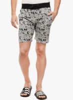 Tab91 Grey Printed Shorts