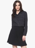 The gud look Black Printed Shirt With Skirt