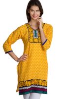 Vani Yellow Printed Kurtis