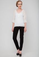 Vero Moda 3/4th Sleeve V Neck White Top