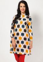 W Beige Printed Kurtis