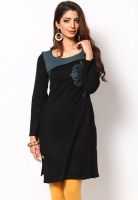 W Black Solid Kurtis