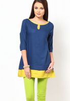 W Blue Solid Kurtis