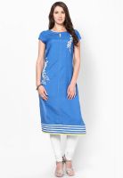 W Blue Solid Kurtis