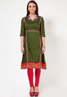 W Green Solid Kurtis