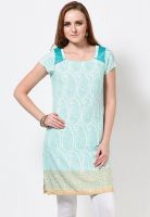 W Turquoise Printed Kurtis