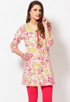 W White Printed Kurtis