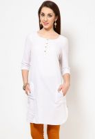 W White Solid Kurtis