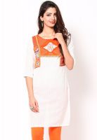 W White Solid Kurtis