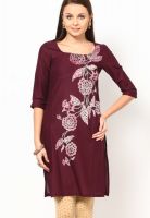 W Wine Printed Kurtis