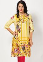 W Yellow Printed Kurtis