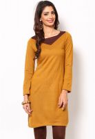 W Yellow Solid Kurtis