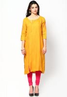 W Yellow Solid Kurtis