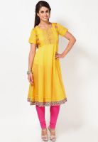 W Yellow Solid Kurtis