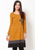 W Yellow Solid Kurtis