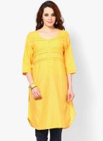 W Yellow Solid Kurtis