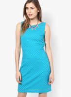 s.Oliver Aqua Blue Colored Solid Shift Dress