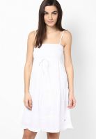 s.Oliver White Colored Solid Shift Dress