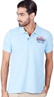 American Swan Solid Men's Polo Neck Blue T-Shirt