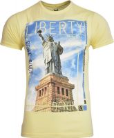 Avenster Graphic Print Men's Round Neck Yellow T-Shirt