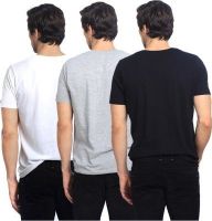 Basics Solid Men's Round Neck Black T-Shirt(Pack of 3)