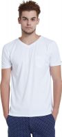 Breakbounce Solid Men's V-neck White T-Shirt