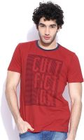 Cult Fiction Graphic Print Men's Round Neck Red T-Shirt