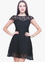 Faballey Black Embroidered Shift Dress