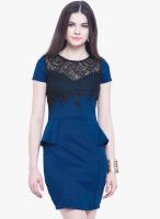Faballey Blue Embroidered Shift Dress