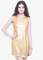 Faballey Golden Embellished Shift Dress