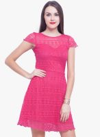 Faballey Pink Embroidered Shift Dress