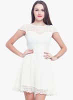 Faballey White Embroidered Shift Dress