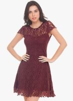 Faballey Wine Embroidered Shift Dress