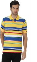 Fahrenheit Striped Men's Polo Neck Yellow, Red T-Shirt