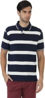 Fahrenheit Striped Men's Polo Neck Dark Blue, White T-Shirt