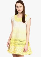 Fusion Beats Yellow Embroidered Shift Dress