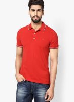 Gas Red Solid Polo T-Shirts